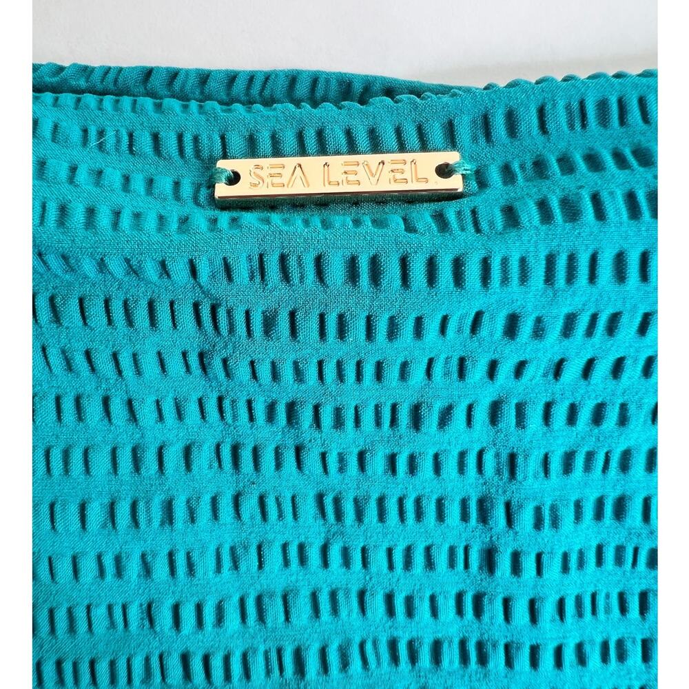 Sea Level Messina Bikini Bottom Vermont Teal Green Sz 10 Textured Mid Rise - Picture 3 of 7